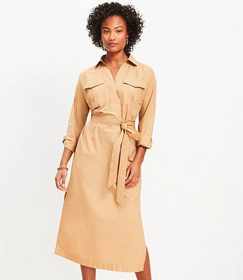 Petite Belted Pocket Midi Shirtdress