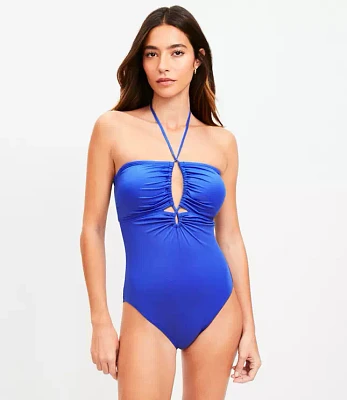 LOFT Beach Keyhole Bandeau One Piece Swimsuit