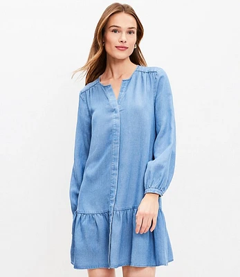 Petite Chambray Flounce Dress