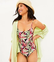 LOFT Beach Belted One Piece Swimsuit