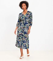 Petite Leafed Tie Front Midi Dress