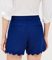 Petite Riviera Shorts in Scalloped Linen Cotton