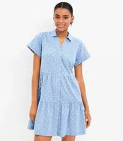 Petite Chambray Clip Tiered Pocket Shirtdress