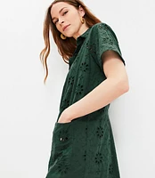 Eyelet Mini Pocket Shirtdress