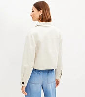 Petite Linen Cotton Cropped Patch Pocket Jacket