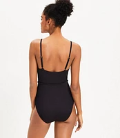 LOFT Beach Ribbed Belted One Piece Swimsuit