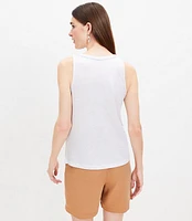 Foil Rope Trim Linen Blend Racerback Tank Top