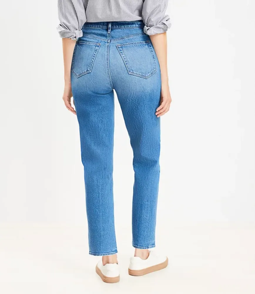 Curvy High Rise Straight Jeans Vintage Mid Indigo Wash