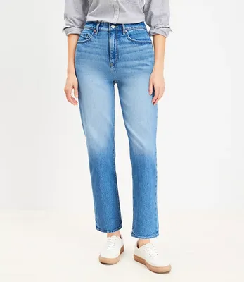 Curvy High Rise Straight Jeans Vintage Mid Indigo Wash