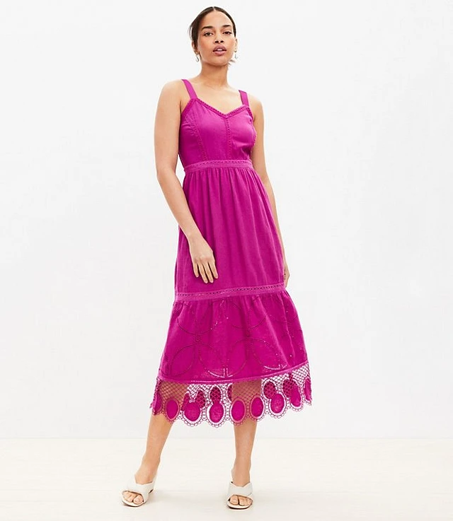 Loft Petite Lace Trim Linen Blend Strappy Midi Dress at Hamilton Place in  Chattanooga, TN