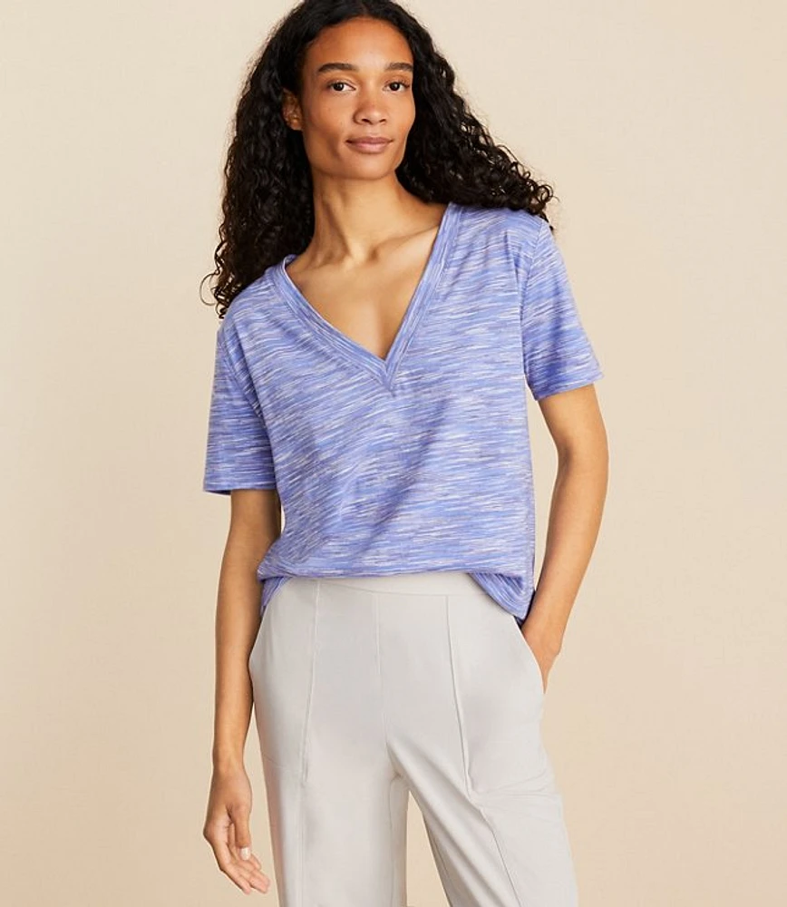 Lou & Grey Spacedye Soft Jersey V-Neck Tee