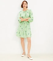 Petite Linen Blend Tiered Balloon Sleeve Dress