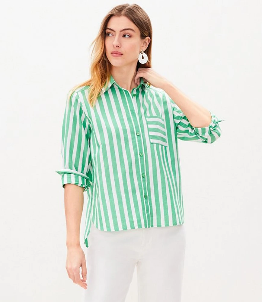 Petite Striped Relaxed Pocket Shirt