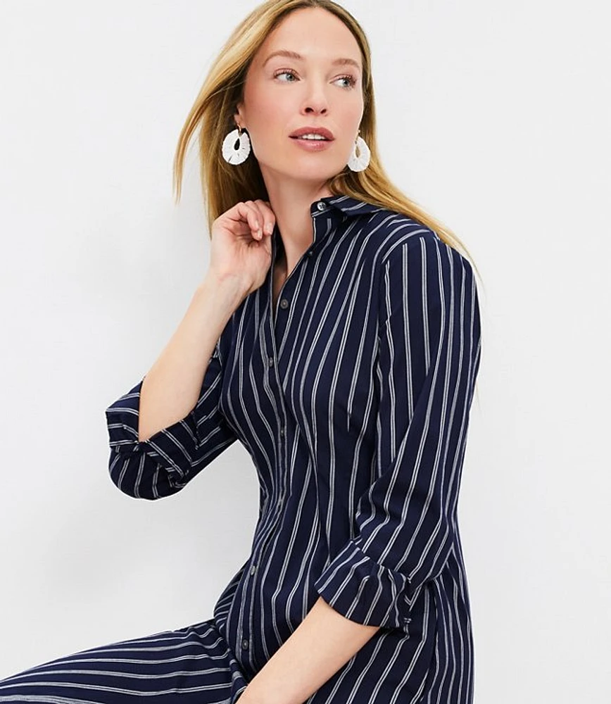 Petite Striped Maxi Shirtdress