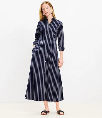 Petite Striped Maxi Shirtdress