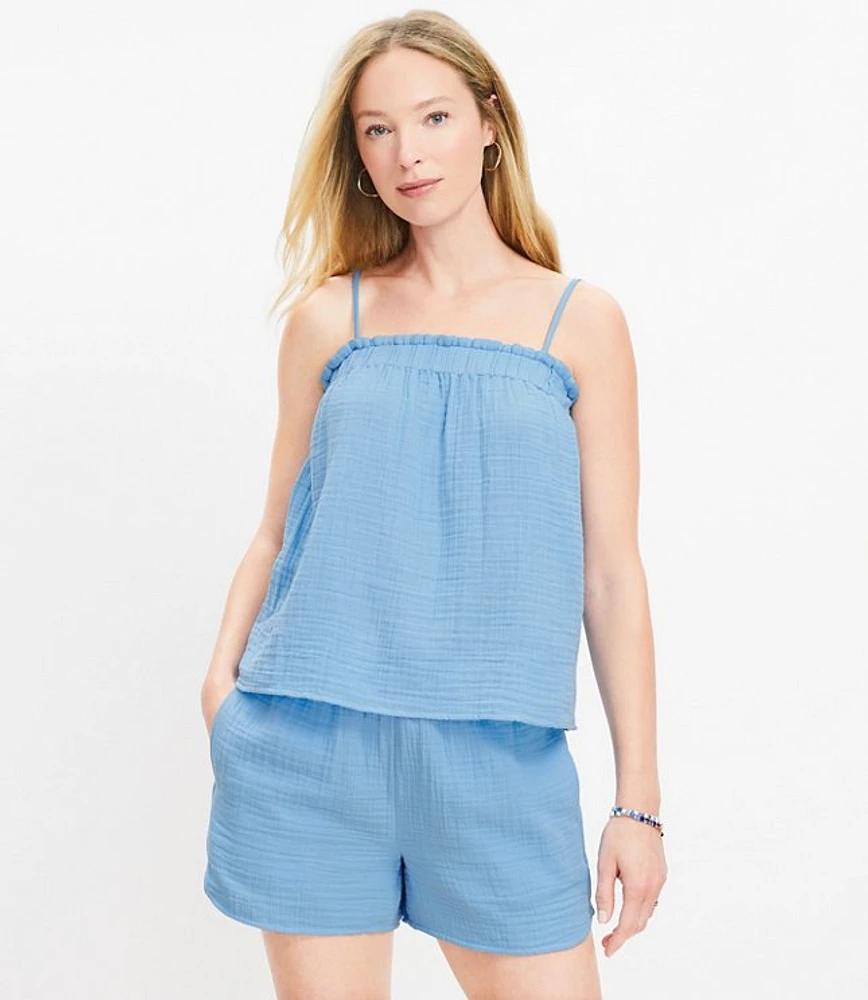 LOFT Beach Triple Cloth Ruffle Tank Top