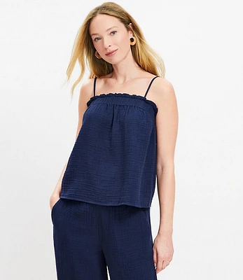 LOFT Beach Triple Cloth Ruffle Tank Top