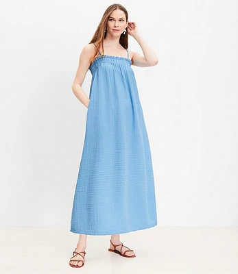 LOFT Beach Triple Cloth Square Neck Midi Dress