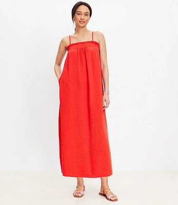 LOFT Beach Triple Cloth Square Neck Midi Dress