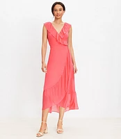 Crinkle Ruffle Midi Dress