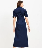 Pleated Bodice Midi Shirtdress