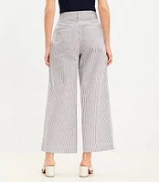 Tall Horn Buckle Wide Leg Pants Stripe