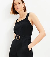 Linen Blend Belted Romper