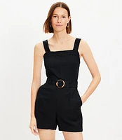 Linen Blend Belted Romper