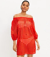 Petite LOFT Beach Eyelet Off The Shoulder Dress