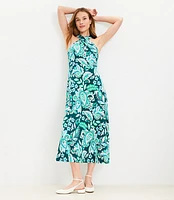 Petite Paisley Keyhole Halter Midi Dress