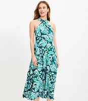 Petite Paisley Keyhole Halter Midi Dress