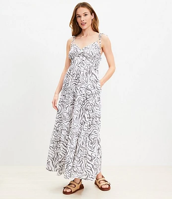 LOFT Beach Ripple Tie Strap Tiered Maxi Dress