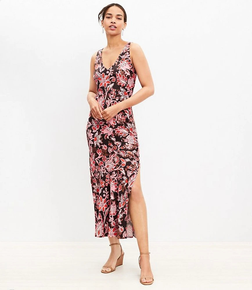 Petite Floral Satin Bias Slip Dress