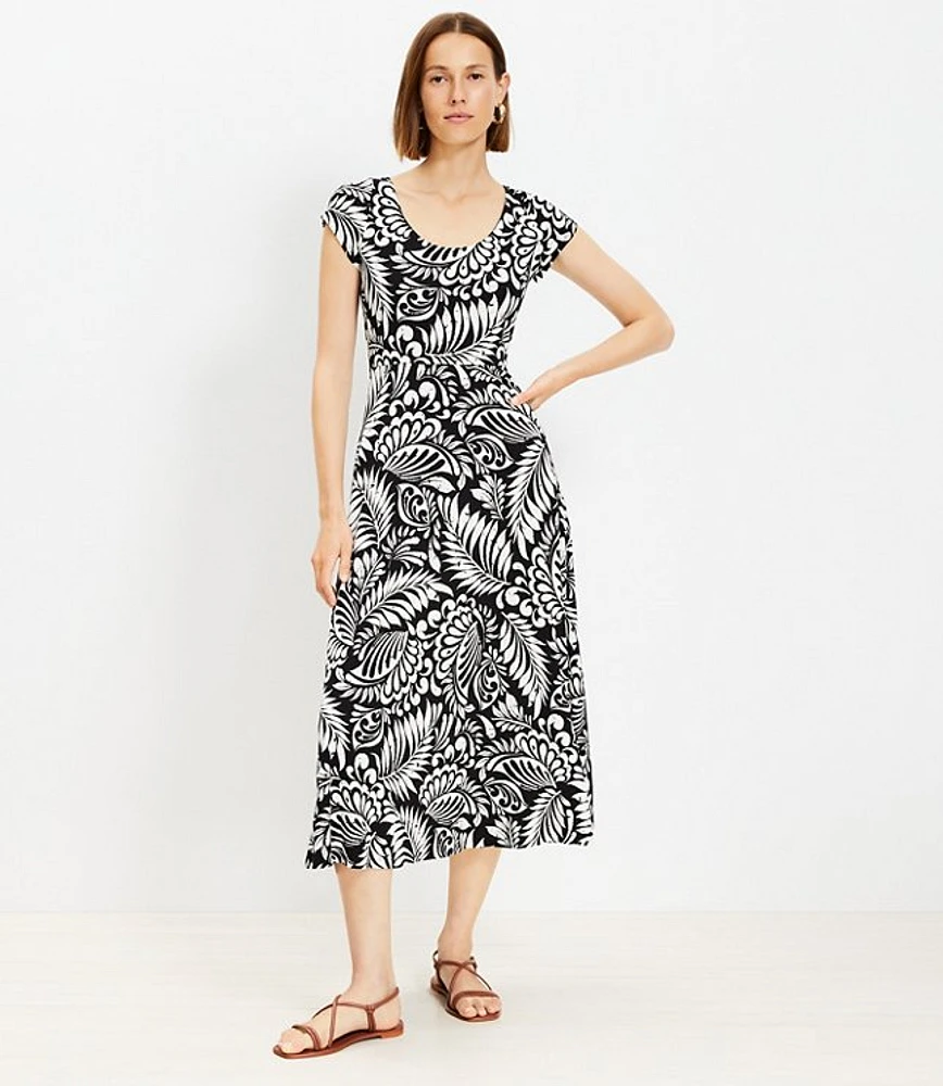 Petite Palm Scoop Neck Midi Dress