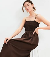 Petite Poplin Smocked Strappy Maxi Dress