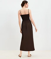 Petite Poplin Smocked Strappy Maxi Dress