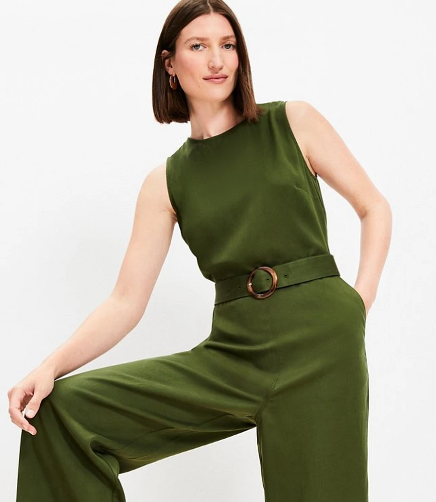 Petite Belted Tank Jumpsuit