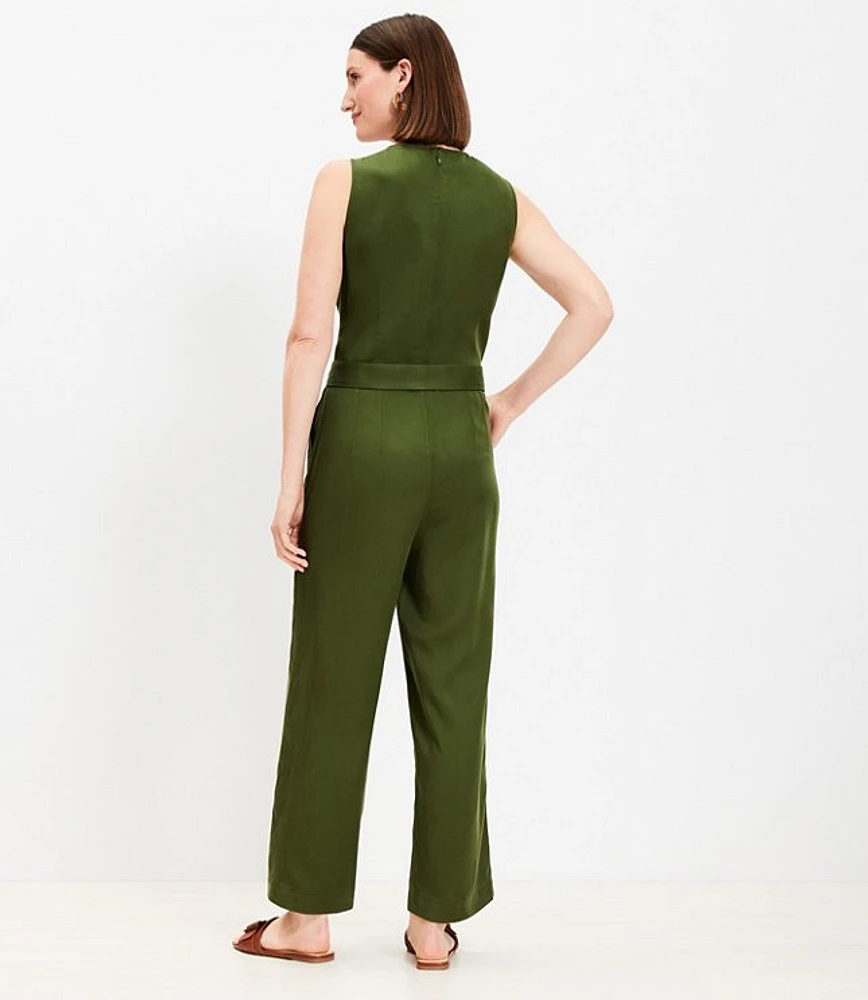 Petite Belted Tank Jumpsuit