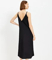 Petite Pleated Strappy Linen Blend Maxi Dress