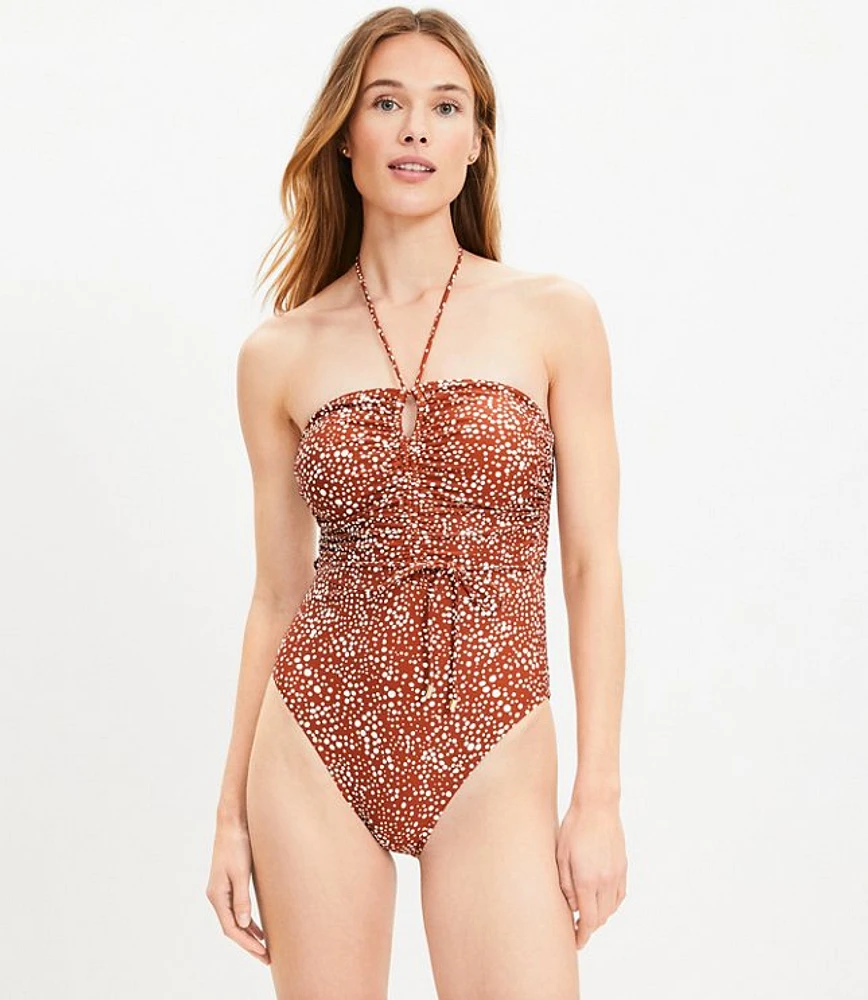 LOFT Beach Dotted Halter One Piece Swimsuit