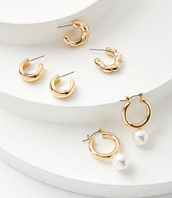 Pearlized Sparkle Hoop Earring Set