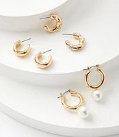 Pearlized Sparkle Hoop Earring Set