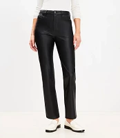 Petite Five Pocket Straight Pants Faux Leather