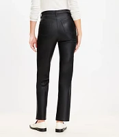 Petite Five Pocket Straight Pants Faux Leather