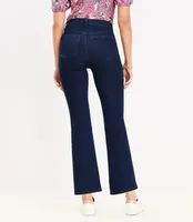 Pintucked High Rise Kick Crop Jeans Classic Rinse Wash
