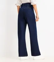 High Rise Palazzo Jeans Classic Rinse Wash