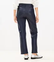 Curvy Five Pocket Straight Pants Faux Leather