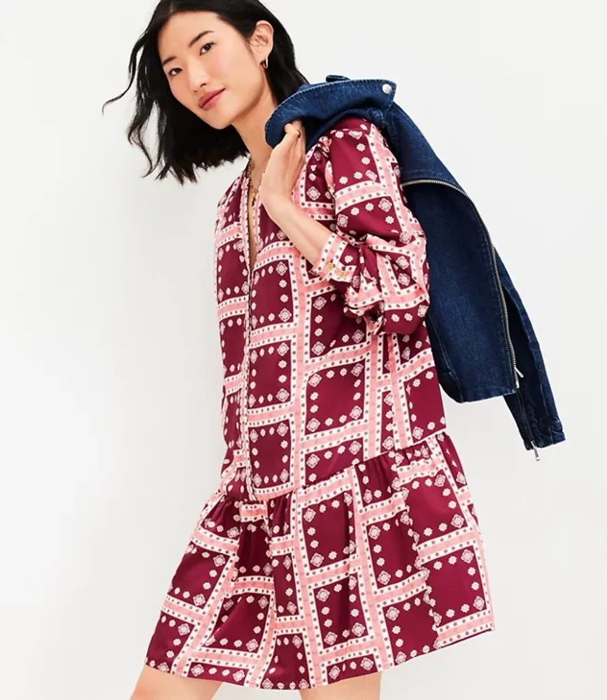 Border Flounce Shirtdress