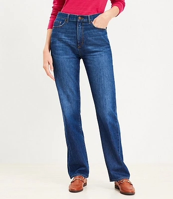 Tall High Rise Full Length Straight Jeans Vintage Distressed Wash