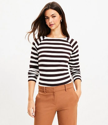 Petite Striped Raglan Long Sleeve Tee